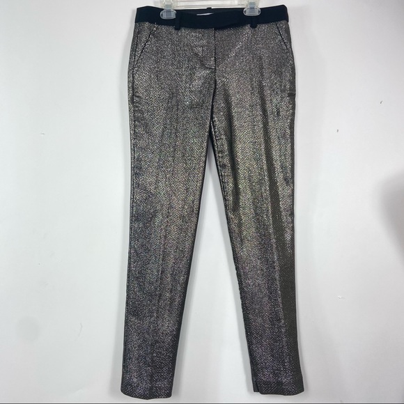 Trina Turk gold metallic weave ankle pants. 2 - Picture 3 of 11
